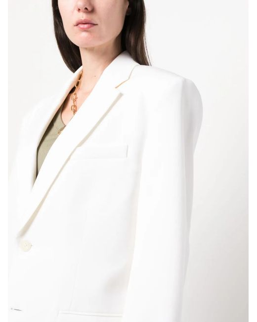 Nili Lotan White Shoulder-Pads Single-Breasted Blazer