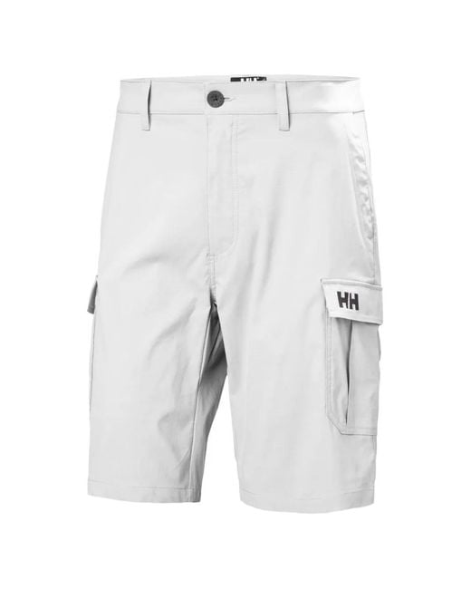 Helly Hansen White Logo-Patch Cargo Shorts for men