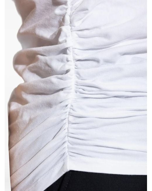 Officine Generale White T-Shirt mit Raffungen