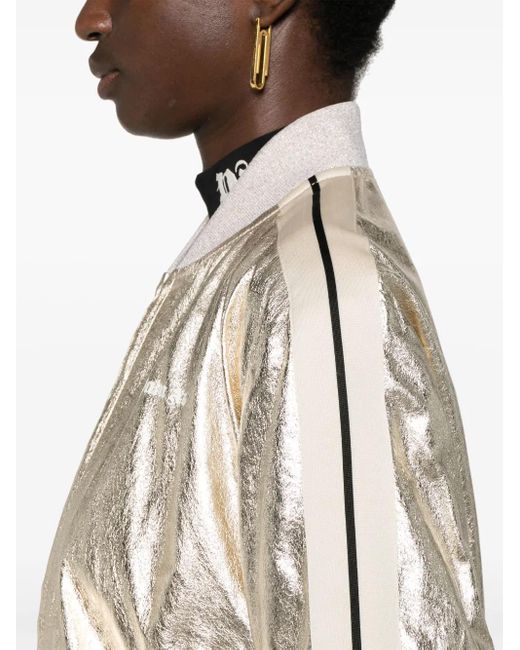 Palm Angels White Leather Bomber Jacket