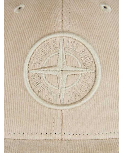 Stone Island Ribfluwelen Pet Met Logo in het Natural voor heren