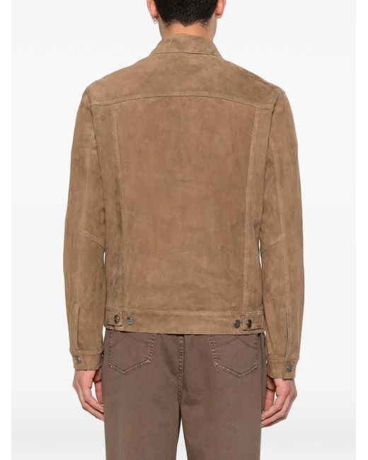 Giorgio Brato Natural Button-Up Leather Jacket for men