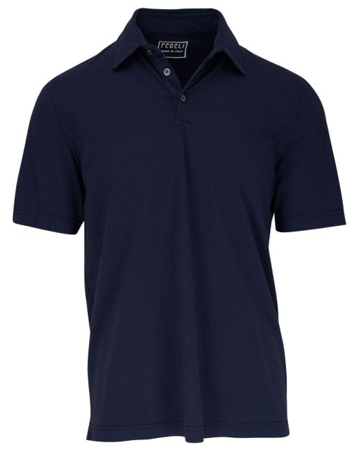 Fedeli Blue Alby Jersey Polo Shirt for men