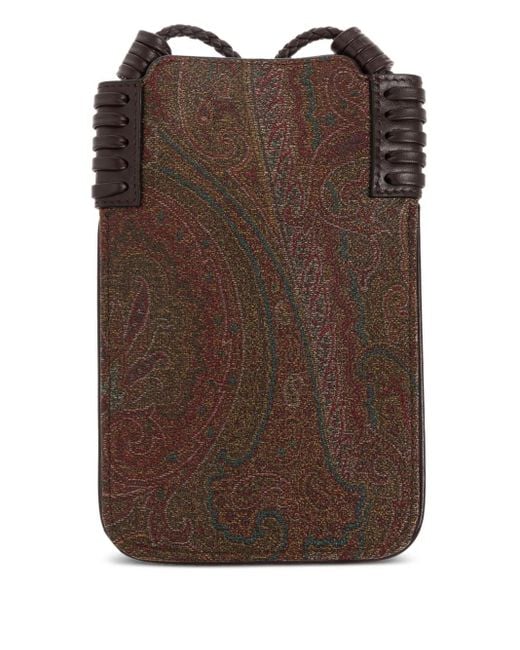 Etro Brown Paisley-Pattern Phone Bag