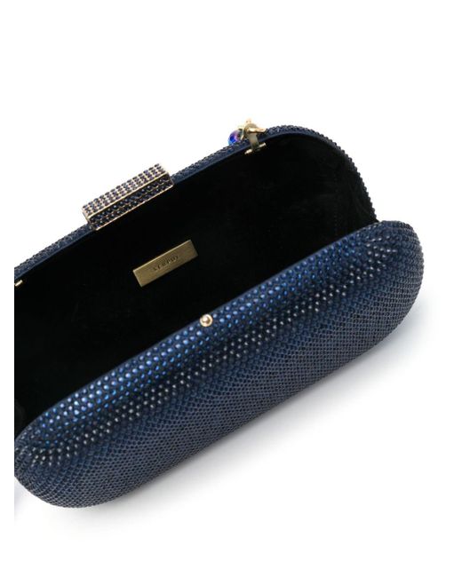 Serpui Blue Rhinestone-embellished Clutch Bag