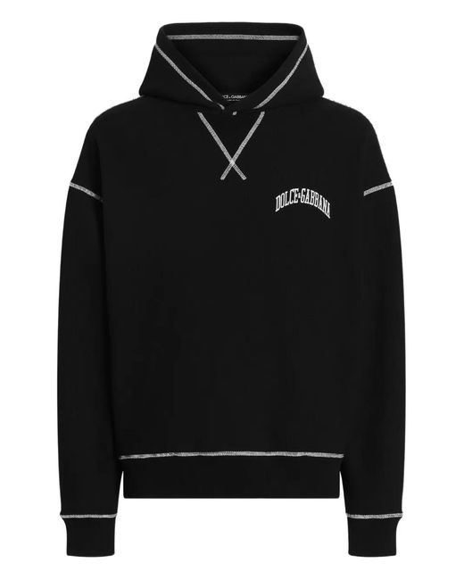 Dolce & Gabbana Black Contrast Stitch Logo Hoodie for men