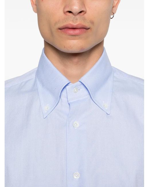 Mazzarelli Blue Button-Fastening Shirt for men