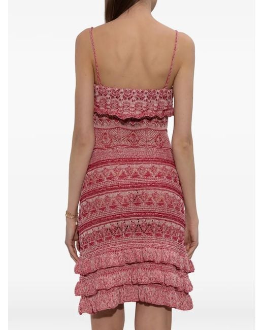 Etro Red Ruffled Spaghetti-Strap Mini Dress
