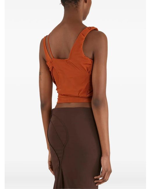 rusfrcade Brown Overlay-Strap Top
