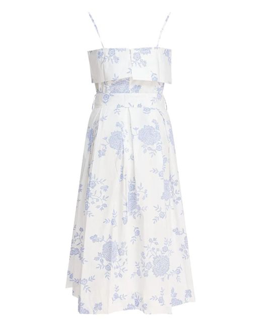 La Maison Talulah White Floral-Print Belted Midi Dress