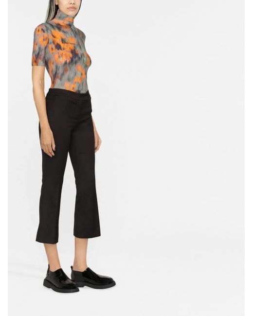 Blanca Vita Black Portula Pintuck-Detail Cropped Trousers