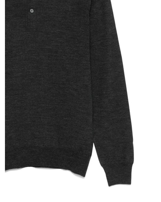 Barba Napoli Black Long-Sleeve Polo Shirt for men