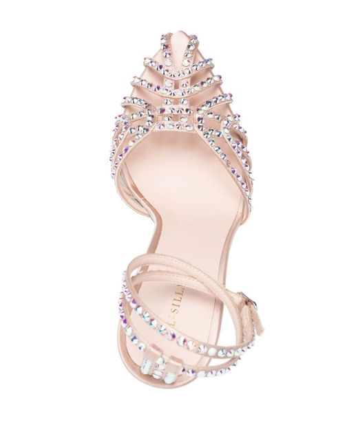 Le Silla 60mm Crystal-embellished Satin Sandals in Pink | Lyst UK
