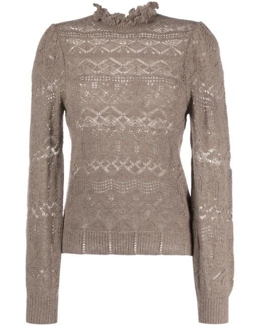 Polo Ralph Lauren Brown Pointelle-Knit Long-Sleeved Jumper