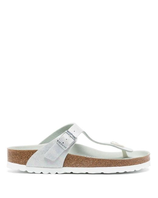 Birkenstock Gizeh Metallic Leather Sandals in White Lyst