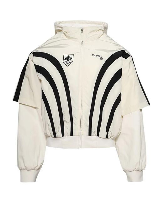 PRAYING Natural Striped Hooded Jersey Jacket for men