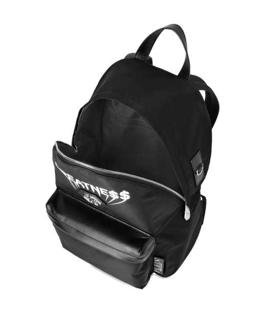 Philipp Plein Black Greatness-Print Backpack for men