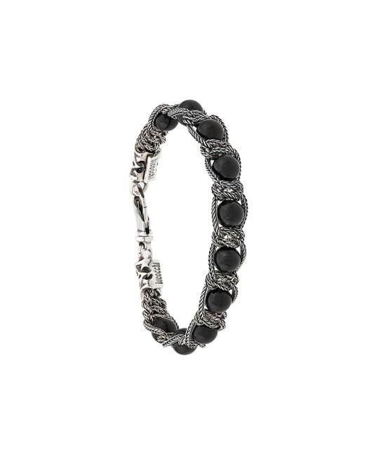 Emanuele Bicocchi Black Beaded Chain Bracelet