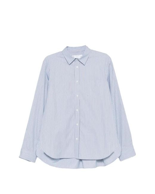Sacai Blue Striped Layered Shirt for men
