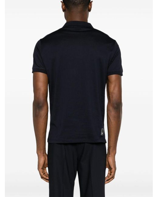 Emporio Armani Black Logo-appliqué Cotton Polo Shirt for men