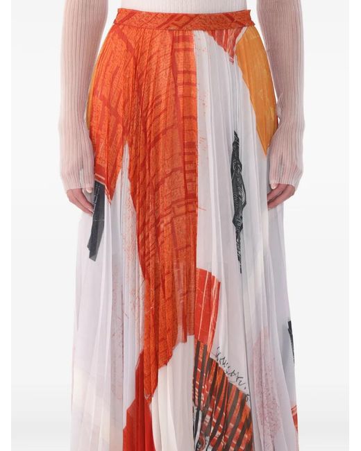 Jason Wu Red X Robert Rauschenberg Pleated Artwork Midi Skirt