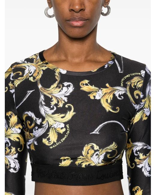 Versace Jeans Couture Black Barocco-Print Top
