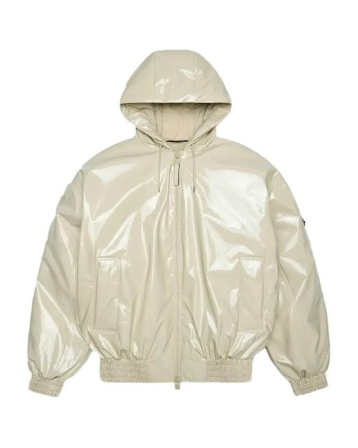 Rains Natural Lohja Insulated Hooded Bomber Jacket