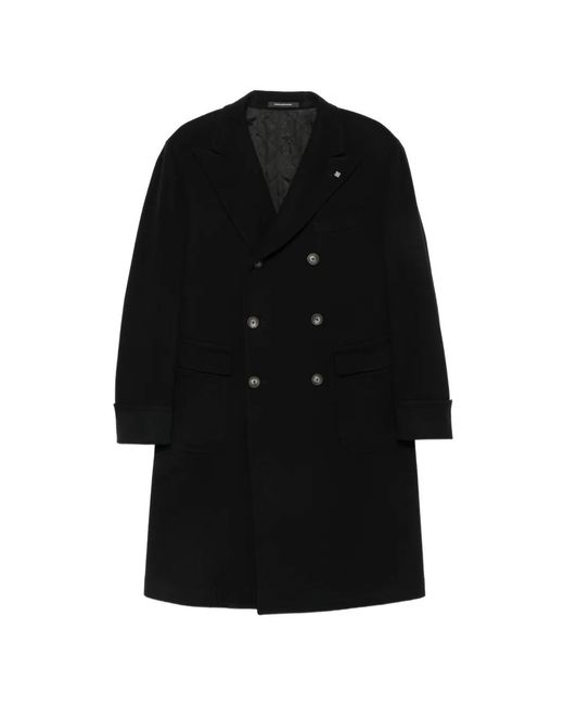 Tagliatore Black Manteau Croisé À Revers Pointus for men