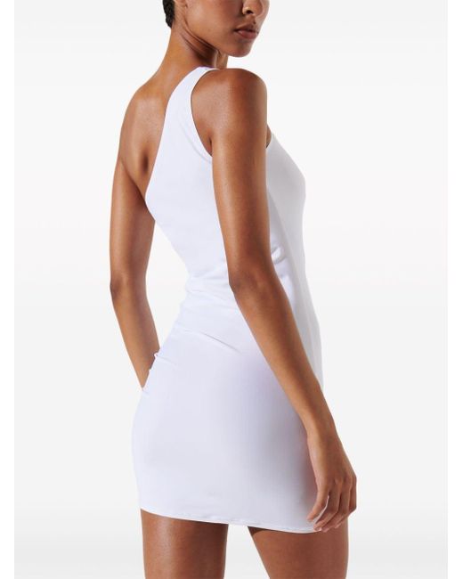 Karl Lagerfeld White Logo-tape One-shoulder Minidress