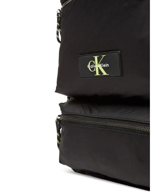 Calvin Klein Black Logo-Plaque Multi-Pocket Backpack for men