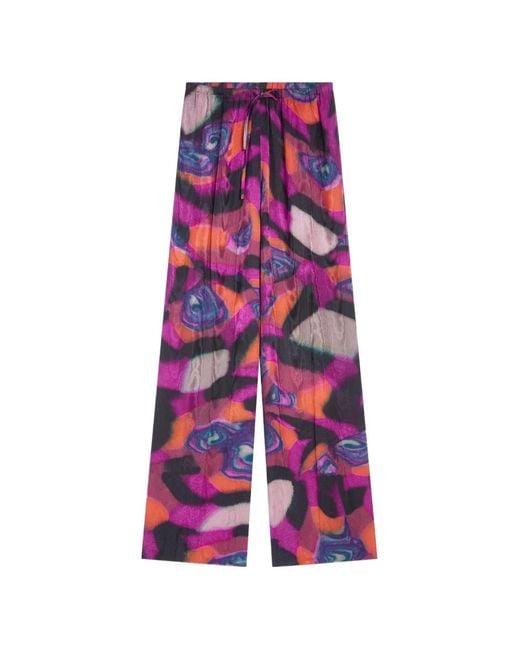 Dries Van Noten Purple Elasticated Moiré Pants