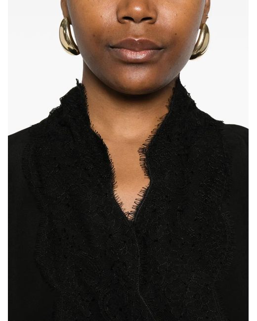 Valentino Garavani Black Lace-Trim Blouse
