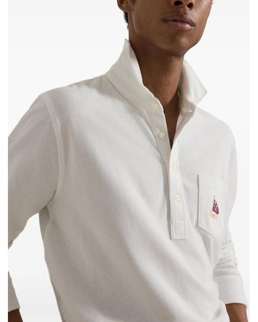 Polo Ralph Lauren White Embroidered Mesh Polo Shirt for men