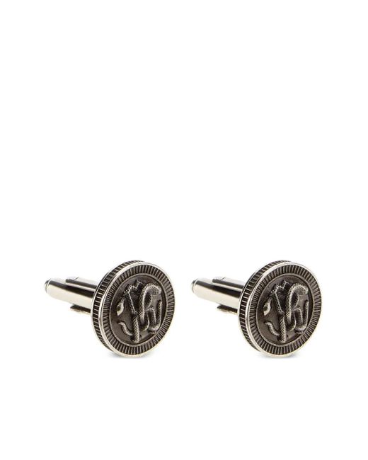 Roberto Cavalli Metallic Mirror Snake-Embossed Cufflinks for men