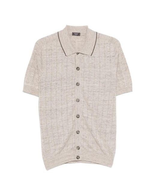 Peserico White Buttoned Collared Knitwear for men