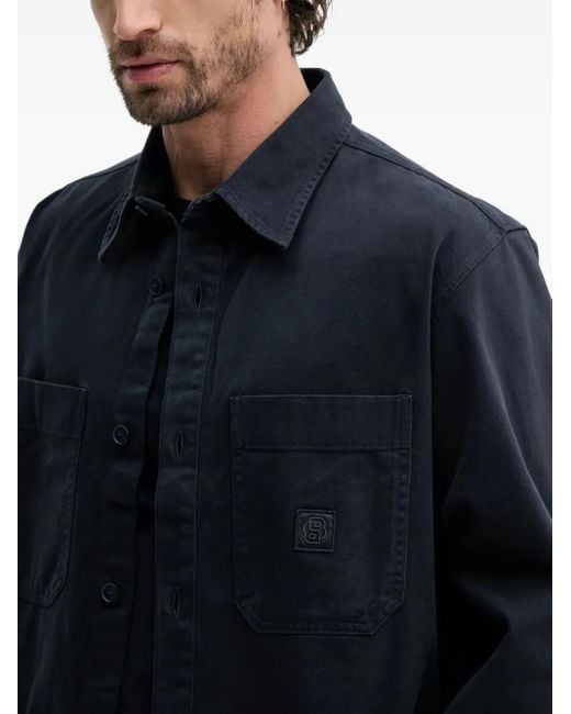 Boss Blue Patch-Pocket Long-Sleeve Shirt for men