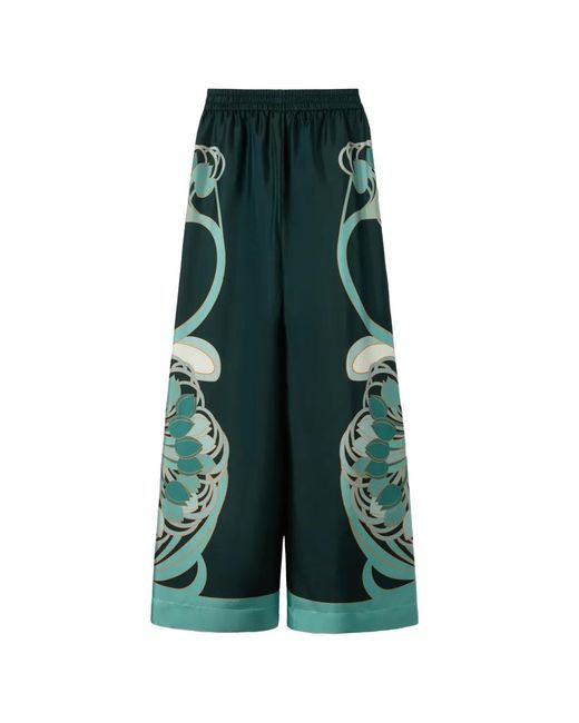 LaDoubleJ Green Floral-Print Trousers