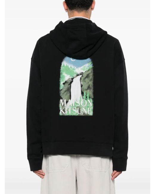 Hoodie À Imprimé Waterfall Maison Kitsuné pour homme en coloris Black