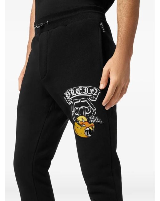 Philipp Plein Black Jogging Trousers Gothic Duck for men