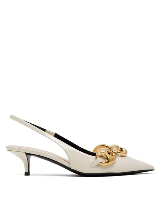Gucci Natural 45Mm Marina-Chain Slingback Pumps
