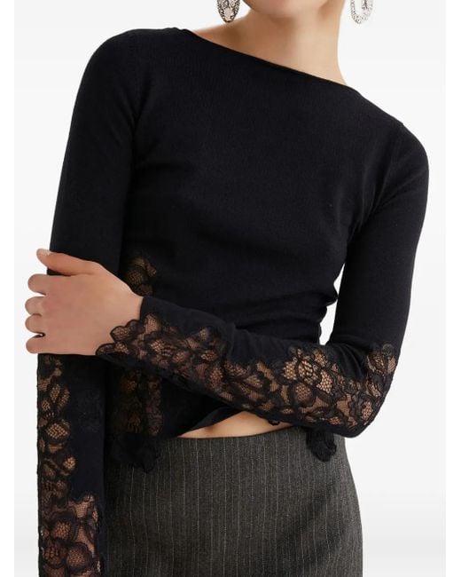 Marella レースインサート セーター Black
