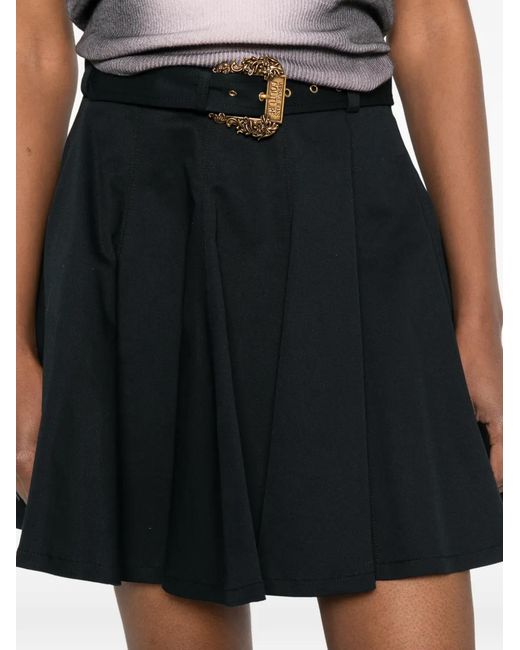 Versace Jeans Couture Black Belted Pleated Skirt
