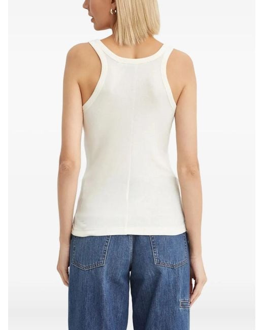 Helmut Lang White Logo Embroidered Top