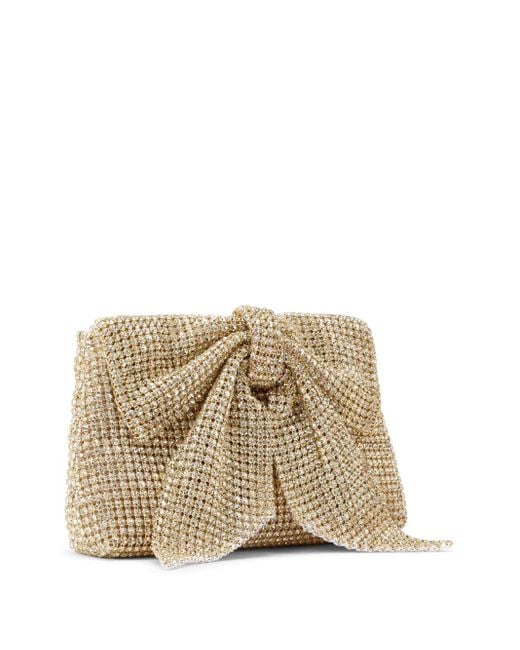 Loeffler Randall Natural Jolene Rhinestone Bow Clutch Bag
