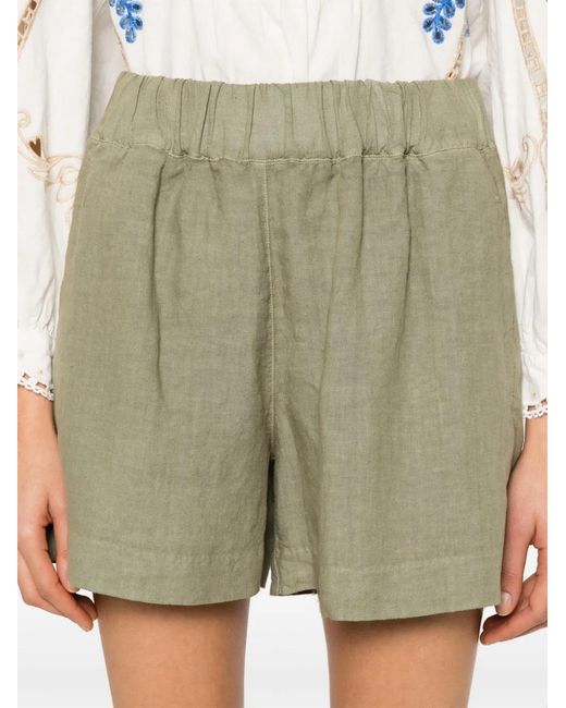 120% Lino Green Linen Shorts