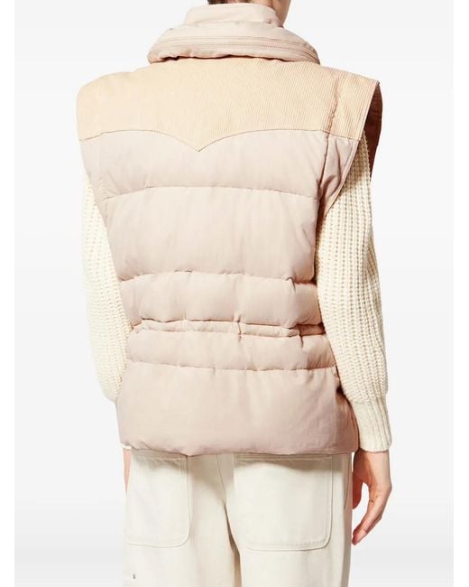 Isabel Marant Natural Olfa Corduroy-Detail Padded Gilet