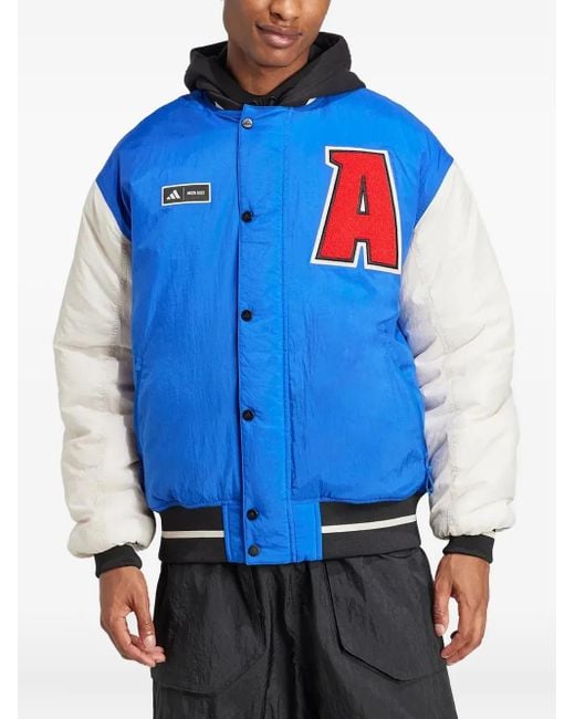 Adidas Blue Press-Stud Fastening Bomber Jacket