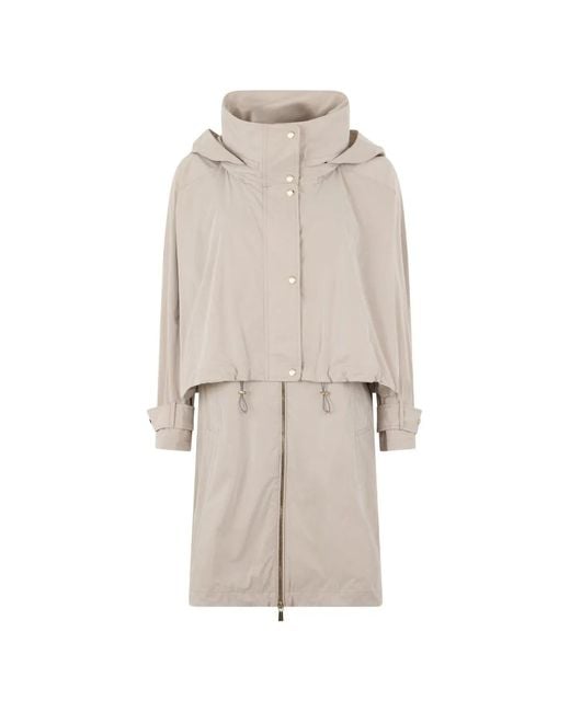 Moorer White Hooded Zip-Up Parka Coat