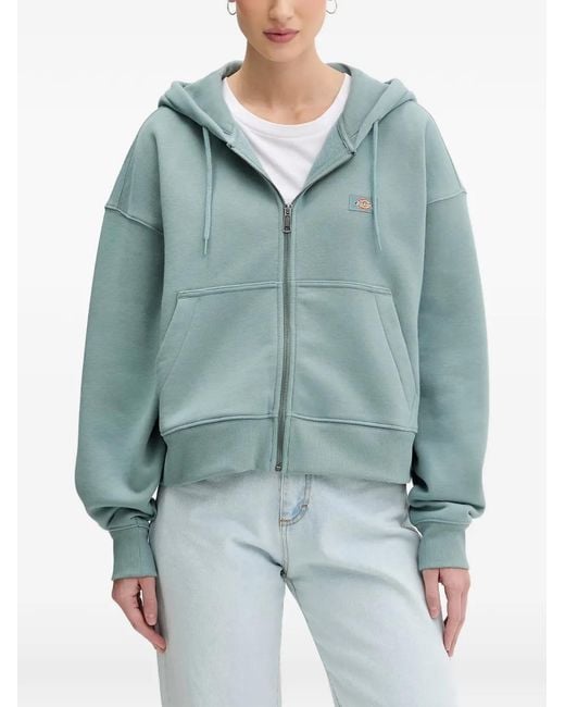Dickies Blue Oakport Logo-Patch Zip-Up Hoodie
