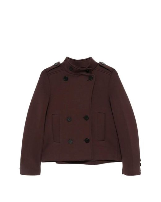 Psophia Brown Double-Breasted Epaulette Coat